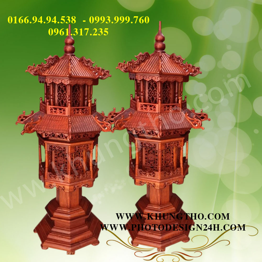 Đèn tháp gỗ hương