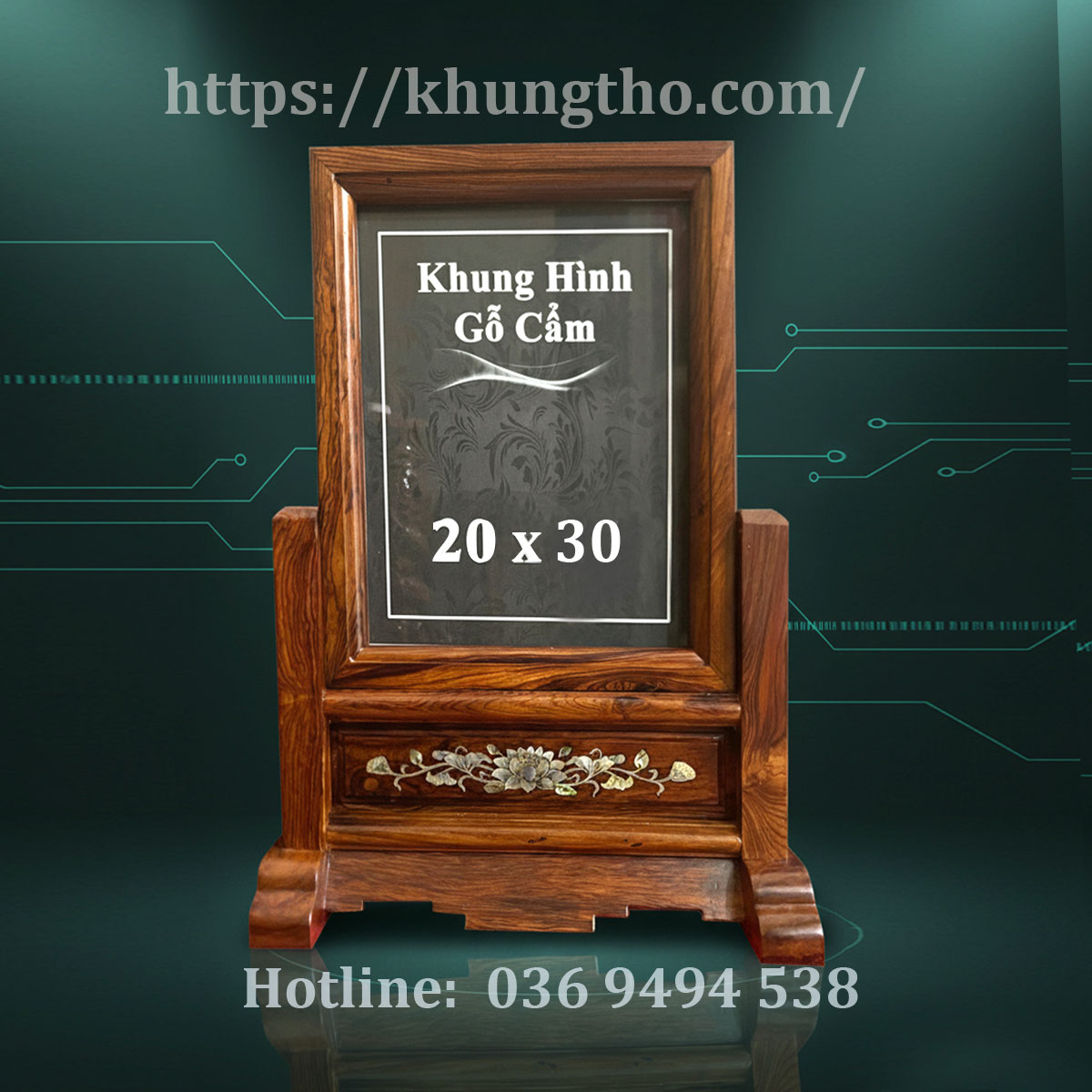 khung hình thờ gỗ cẩm cẩn xà cừ